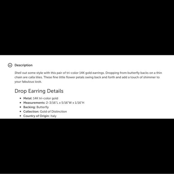 Tri-Color 14K Gold Calla Lily Dangle Earrings, Sea shell - Picture 8 of 8